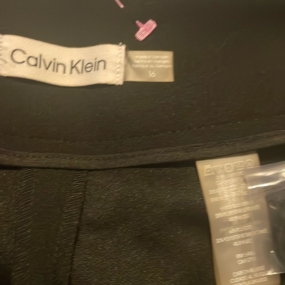 Calvin Klein tuxedo waist band, high waisted, wide leg pants